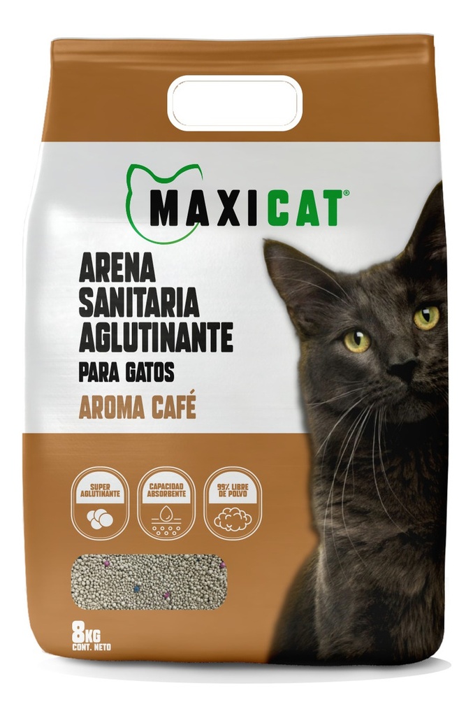 Maxi Cat Arena Sanitaria Aglutinante Con Aroma Café 20 Kg