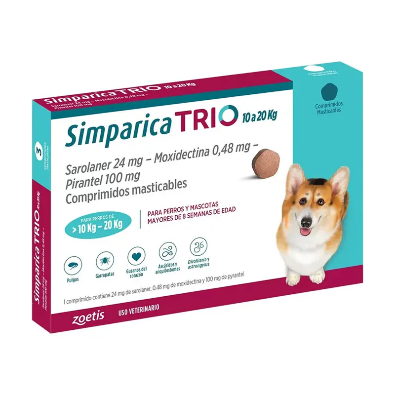 Simparica Trio 10 a 20 Kg (3 Comprimidos)