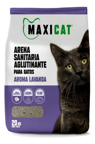 Maxi Cat Arena Sanitaria 20 Kg Aroma Lavanda Bentonita