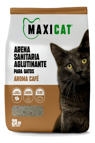 Maxi Cat Arena Sanitaria Aglutinante Con Aroma Café 20 Kg